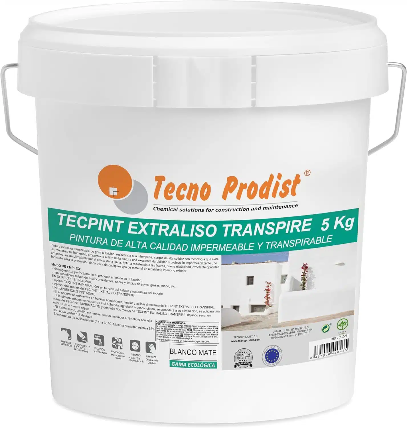 Tecpint Extraliso Transpire Pintura Transpirable, Ecológica e Impermeable Tecno Prodist (blanca)