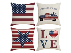 Juego De 4 Fundas De Almohada Decorativas Con Temática De Camiones Rojos Y Azules