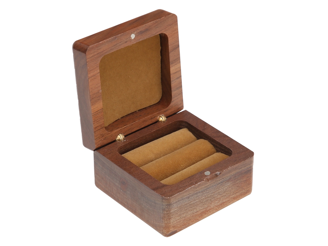 Caja De Madera Retro Para Anillos, Ideal Para Bodas, Pedidas De Mano, Aniversarios Y Para Guardar Joyas.