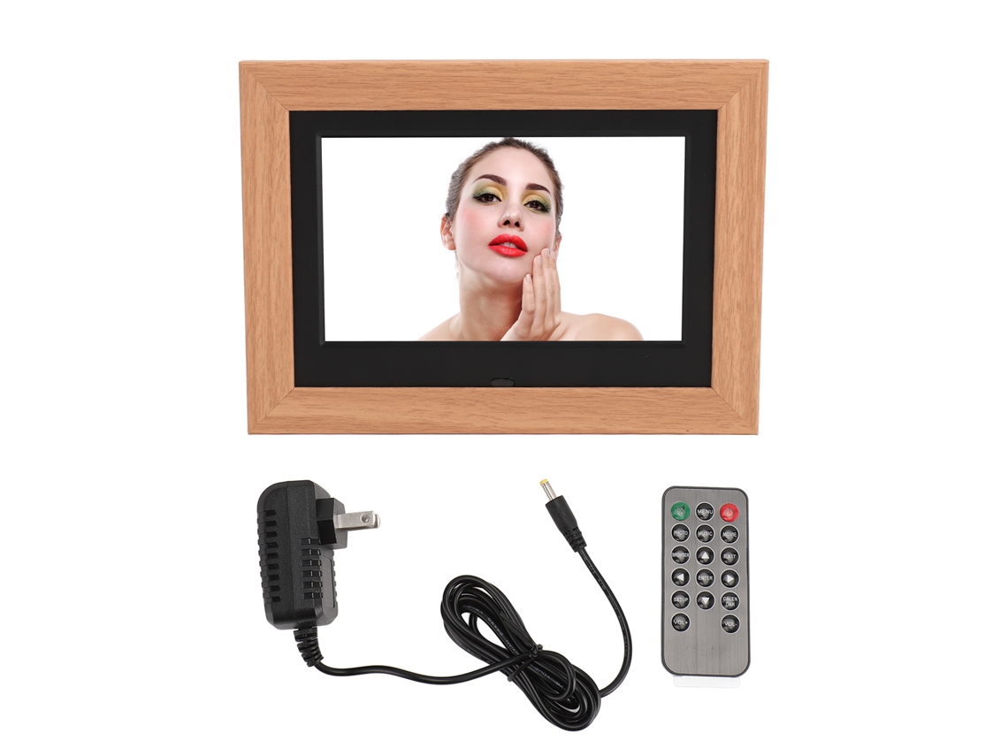 Marco De Fotos Digital De Madera Ips Hd De 7 Pulgadas Con Control Remoto Inteligente Multifuncional Para Uso Doméstico.
