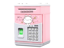 Hucha con huella dactilar simulada, música y cajero automático con PIN. Mdug (rosa)