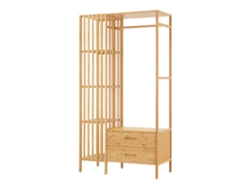 Perchero burro Varanger con 2 cajones bambú 185x100x45 cm - Natural [EN.CASA]