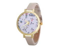 Reloj De Pulsera Analógico De Cuarzo Sencillo E Informal Para Mujer Con Correa De Pu Beige.