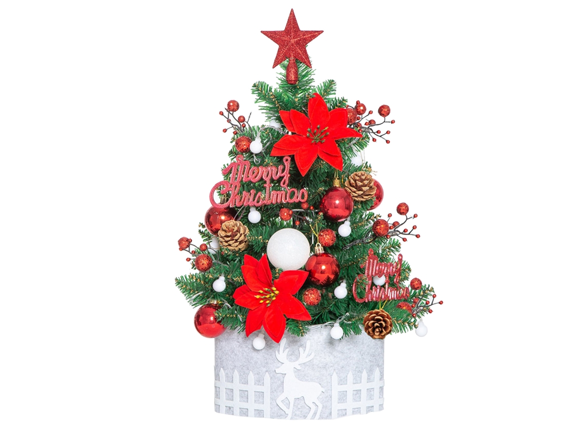 Mini árbol de Navidad artificial para decoración de mesa (rojo) RNEMITERY