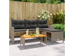 Sofá/mesa de jardín con forma de LC y cojines de mimbre gris PE Dkd Decoración del hogar