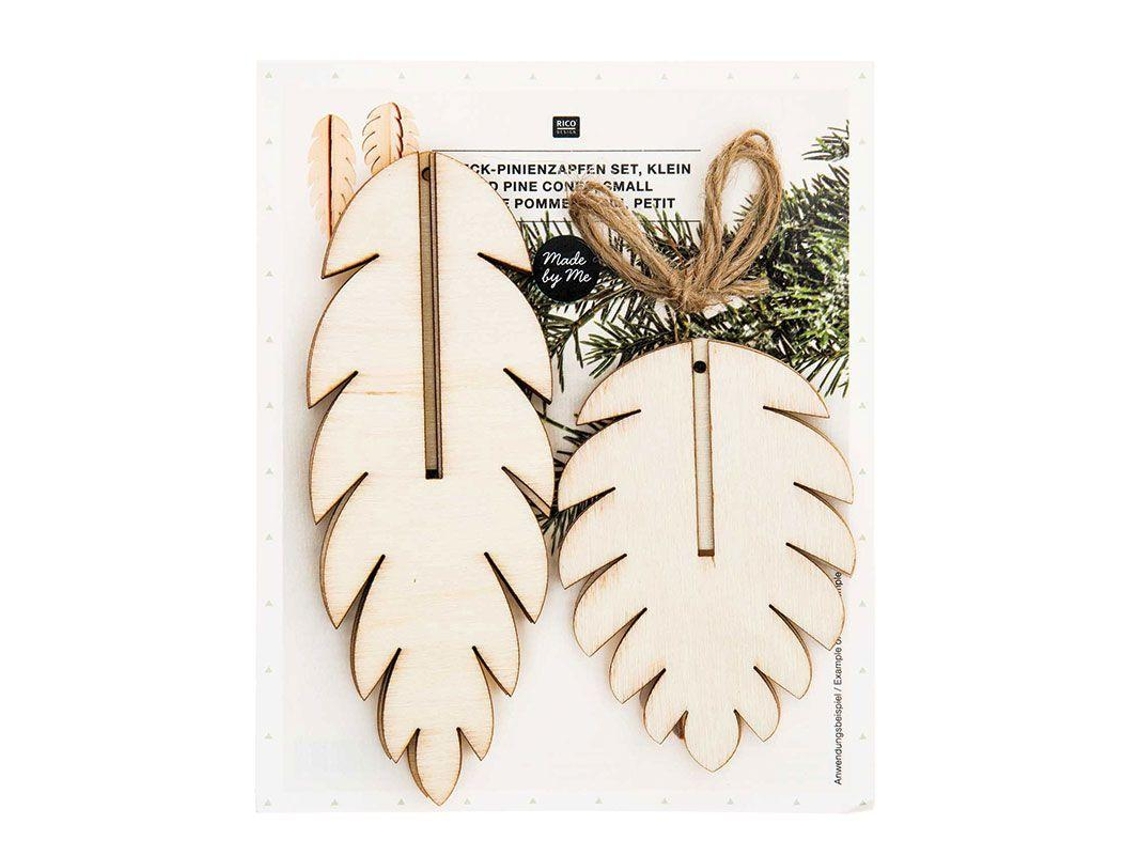 Decoración navideña de madera - 3 piñas en relieve
