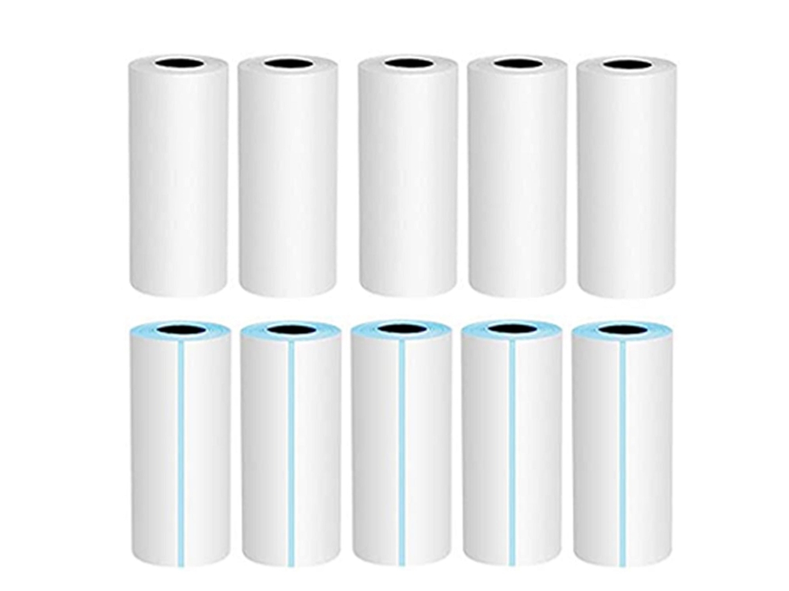 Papel de Repuesto para Impresora Fotográfica Portátil, 5 Rollos de Papel Térmico 5 Rollos de Papel Adhesivo SIURN