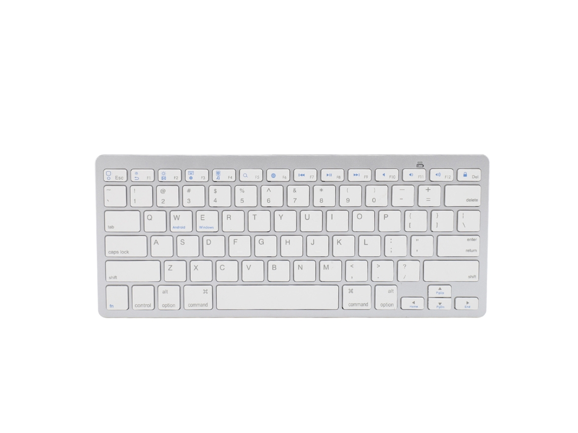 Teclado Sem Fio Bluetooth 78 Teclas Silencioso Ultra Fino Para Computador Laptop Tablet Prata