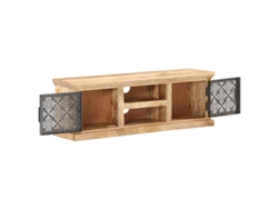 Maison Exclusive - Mueble De Tv Puertas De Acero Madera Maciza Mango 120x30x40 Cm