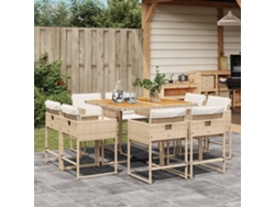 Juego de comedor de jardín de 9 piezas con cojines de mimbre beige de DKD Home Decor