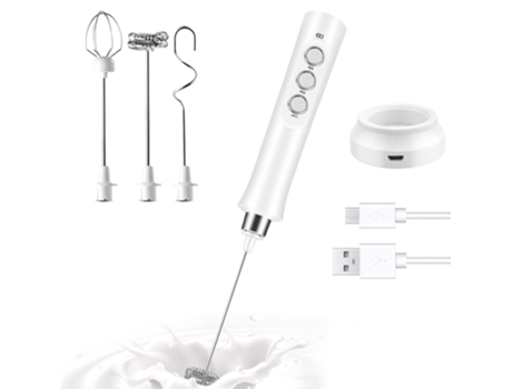 Espumador de leche eléctrico de mano espumador de café recargable por USB para café café con leche blanco ZMDECQNA