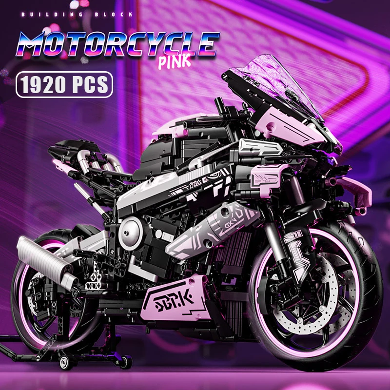 (1920 Piezas) Bloques De Construcción Modelo Cyberpunk Pink Superbike