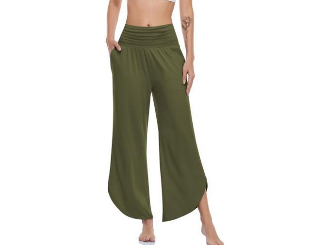 Pantalones De Yoga De Pierna Ancha Para Mujer, De Talle Alto, Cómodos Y Con Bolsillos, Ideales Para Bailar Y Para El Gimnasio.