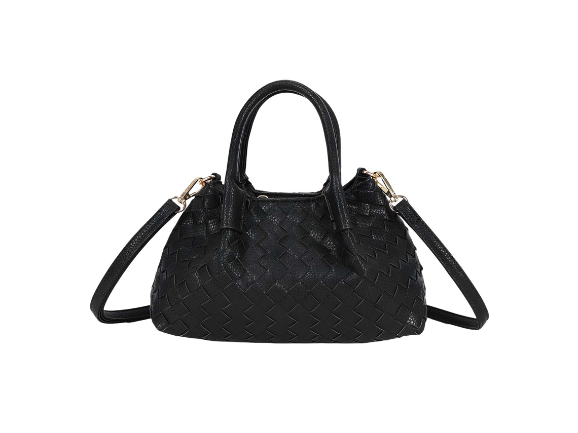 Bolso De Mano Para Mujer Trenzado Con Asas Rígidas Y Bandolera Desmontable