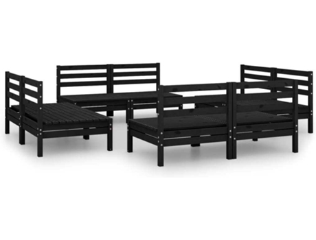 Conjunto 8 de muebles de jardín VIDAXL madera maciza de pino negro