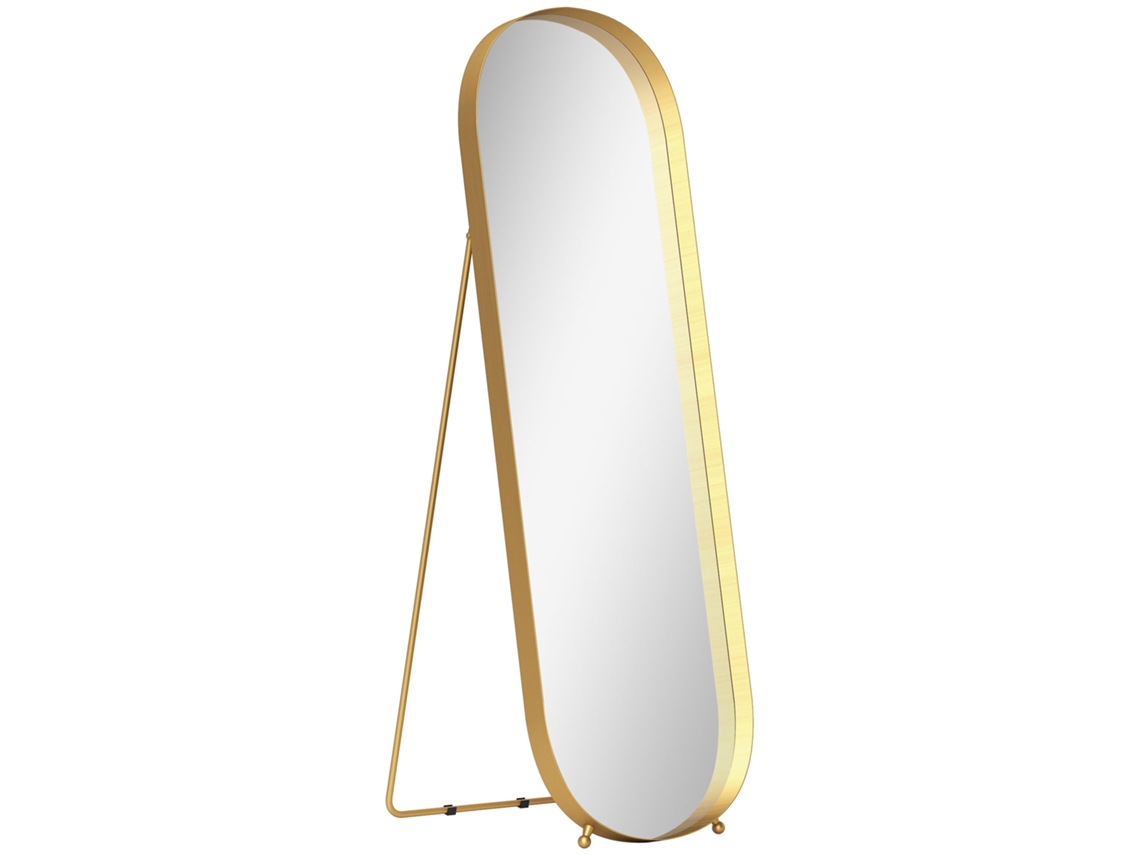 Espejo de cuerpo entero de 160x50 cm con marco de metal dorado.
