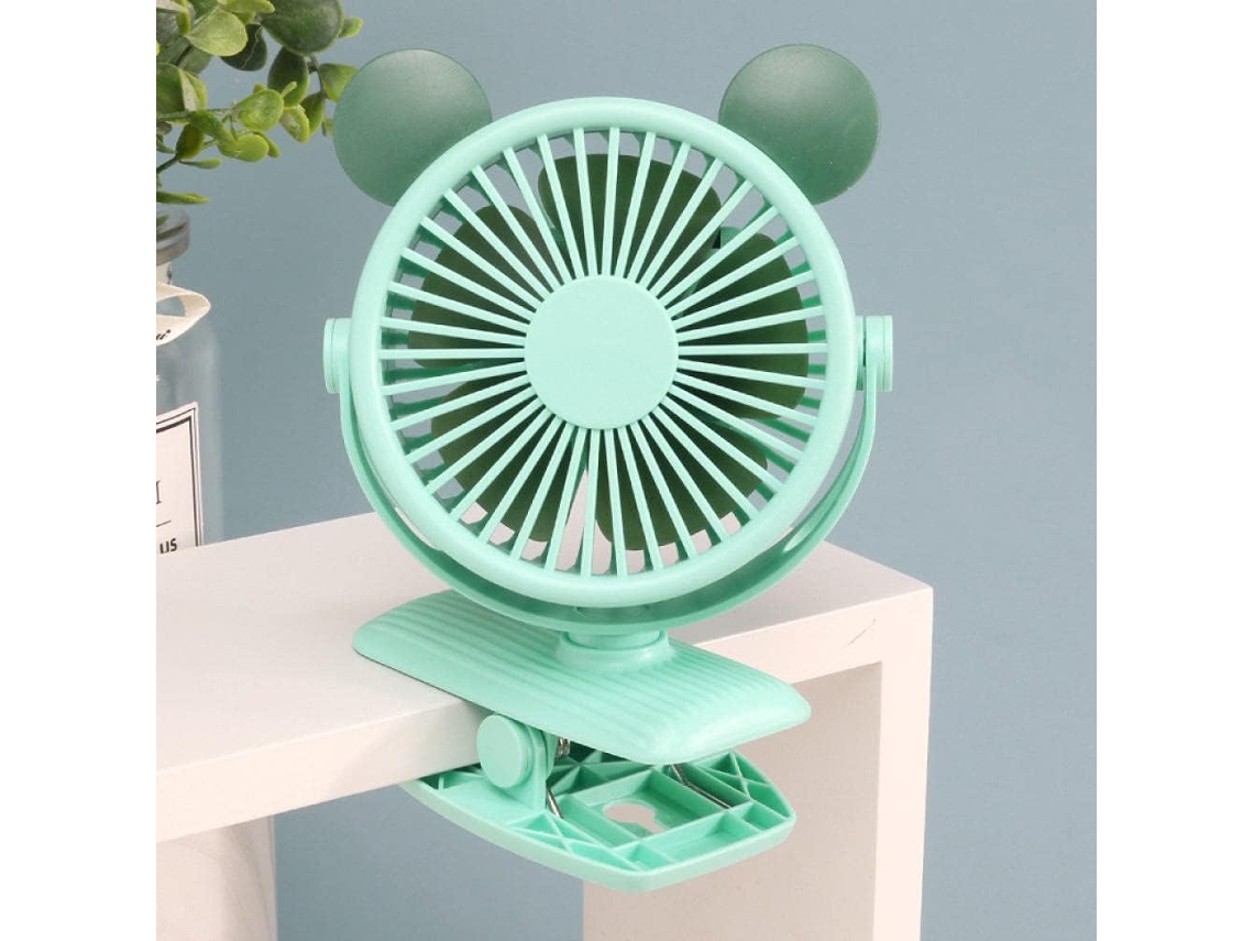 JEIIBRZUI Mini Ventilador con cargador de frutas, lámpara de mesa portátil con clip USB con giro 360
