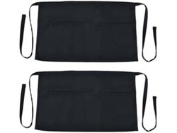 Conjunto De 2 Delantales Negros De Cintura, Tamaño 50 X 32,5 Cm, Talla Mediana, Unisex, 3 Bolsillos, Versátiles, Duraderos, Compactos Y Efic