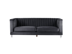 Sofá de 3 plazas BELIANI Arvika de Terciopelo Negro 204x78x75