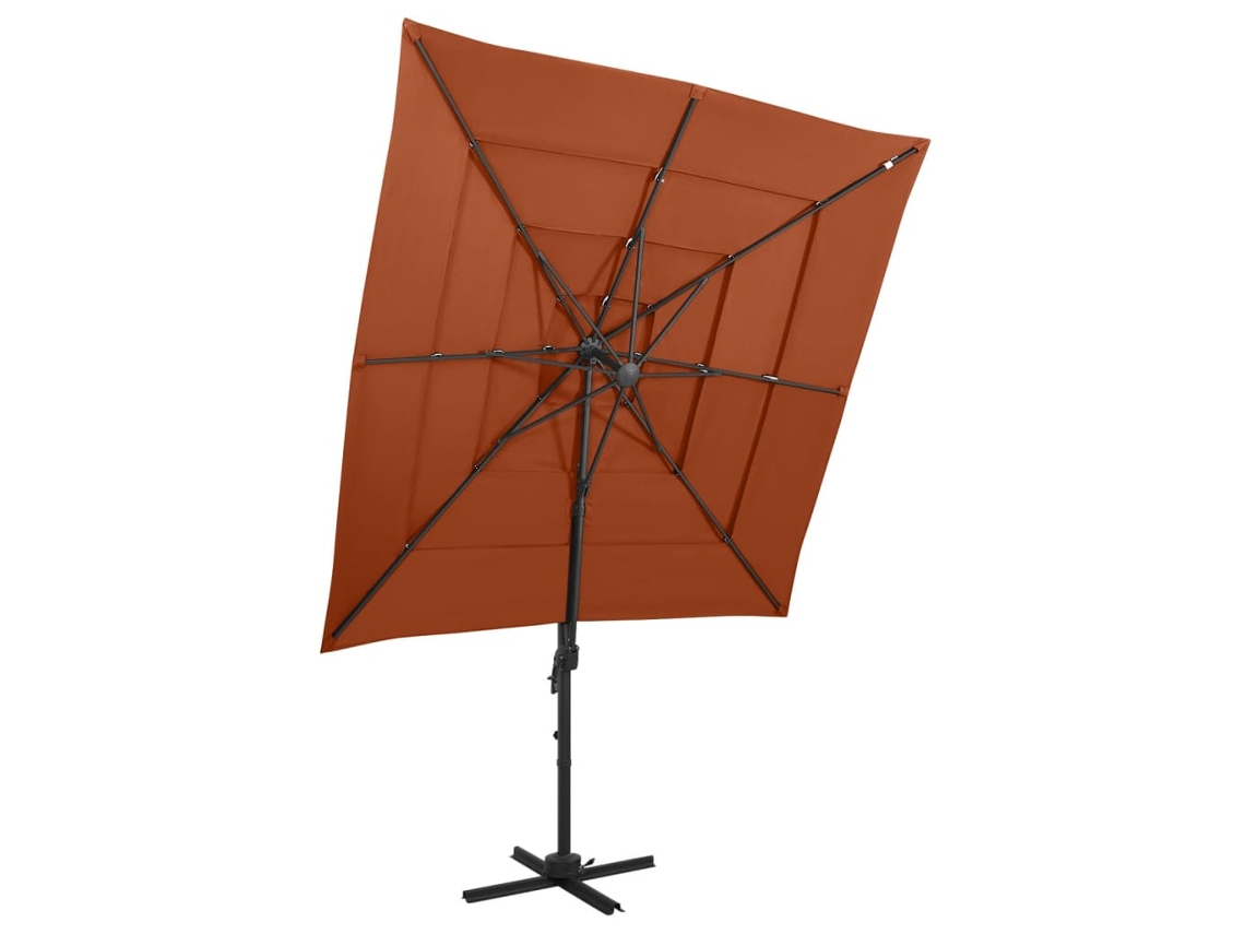 Parasol 4 Camadas con Poste de Aluminio 250 x 250 cm Terracota