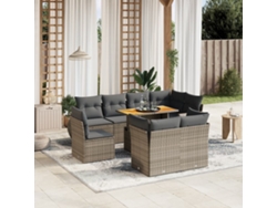 Pcs Conjunto Sofás P/ Jardim Com Almofadões Vime Pe Cinzento Dkd Home Decor