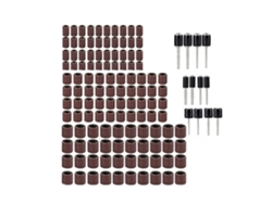 Kit de lijado de tambor de 132 piezas con almohadillas abrasivas de grano 80 y mandriles de goma para herramientas rotativas.