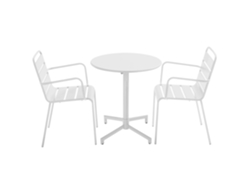 Mesa De Jardin Bistrot Ronde Inclinable En Métal Avec Pied Encastrable Ø70 Cm Y 2 Chaises Avec Accoudoirs Oviala
