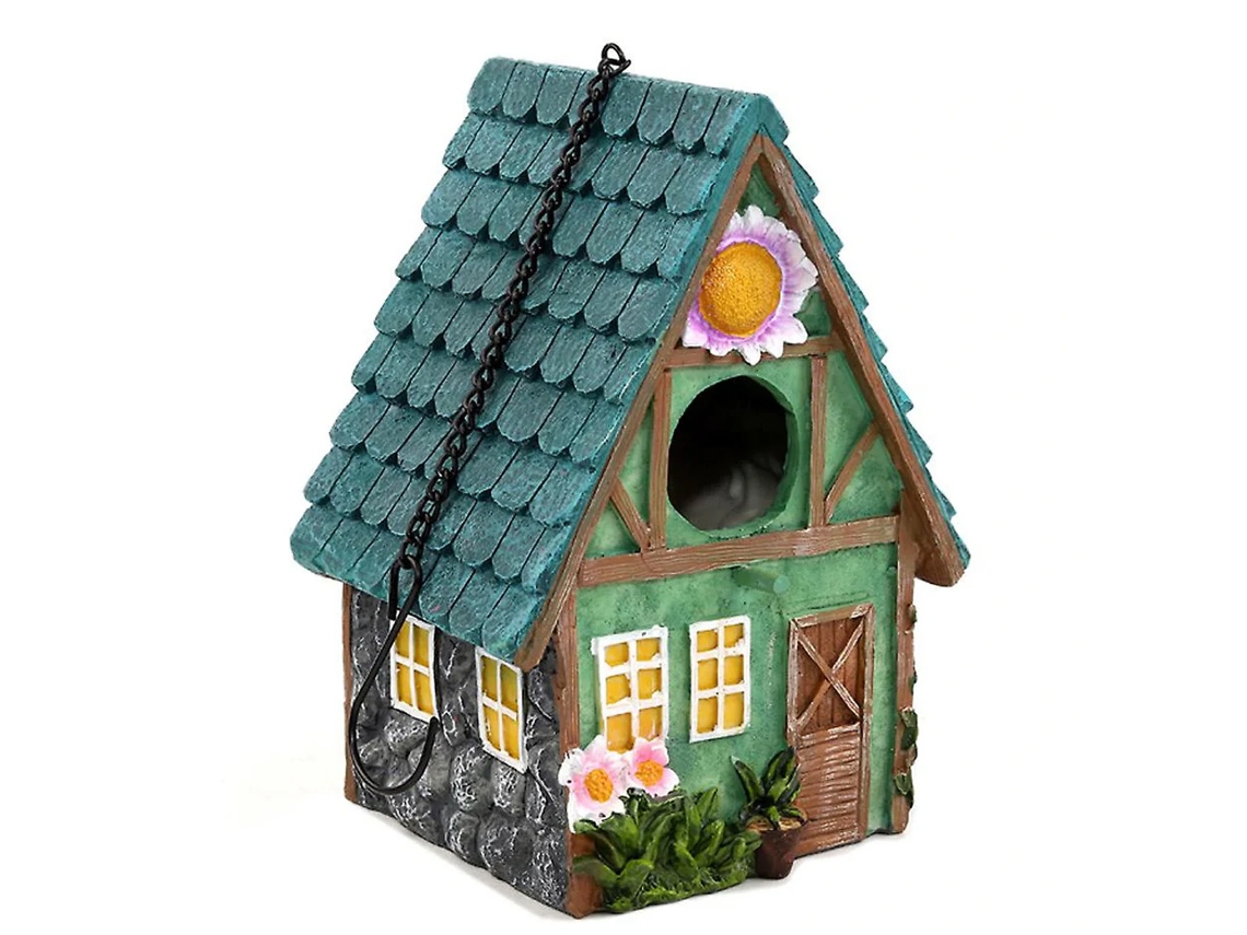 KOFIHETY Casa para Pájaros Exterior, Decoración de Jardín Colgante en Resina para Loros