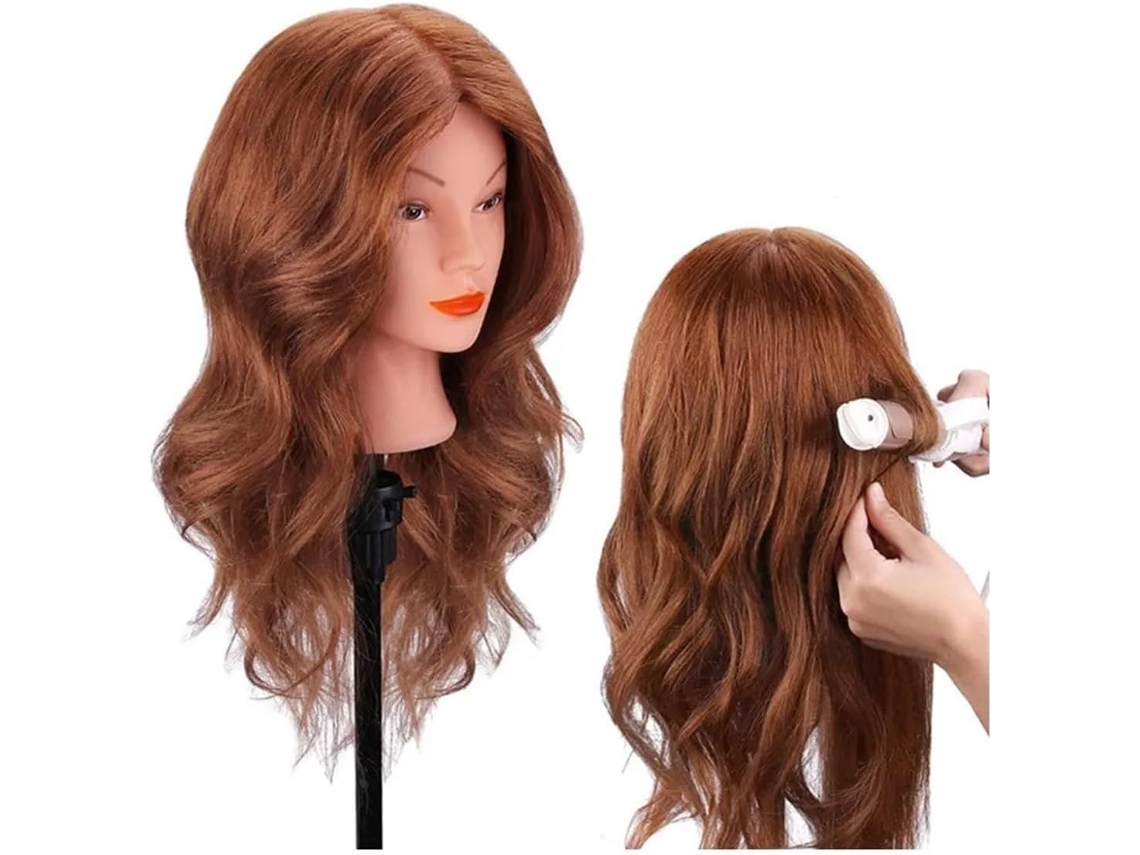 Cabeza De Maniquí Con Cabello Natural: Kit Para Rizar, Alisar, Teñir, Trenzar Y Peinar.