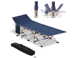 Cama Plegable De Camping Con Bolsa De Acero, Azul Oxford, 190x68x52cm