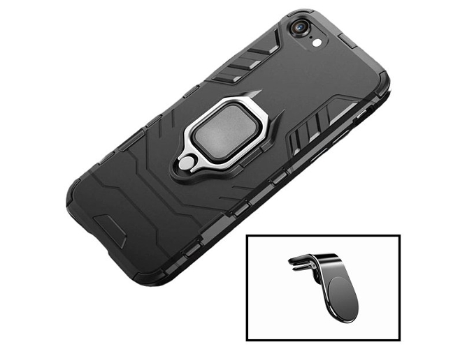 Kit Funda y Soporte Magnético Coche iPhone SE New 2020 3x1 Military Defender