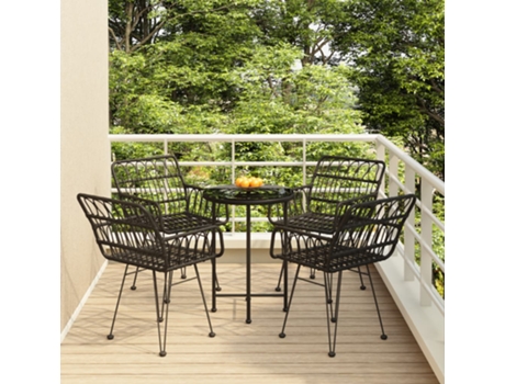 Conjunto 5 de comedor de jardín VIDAXL ratán sintético negro