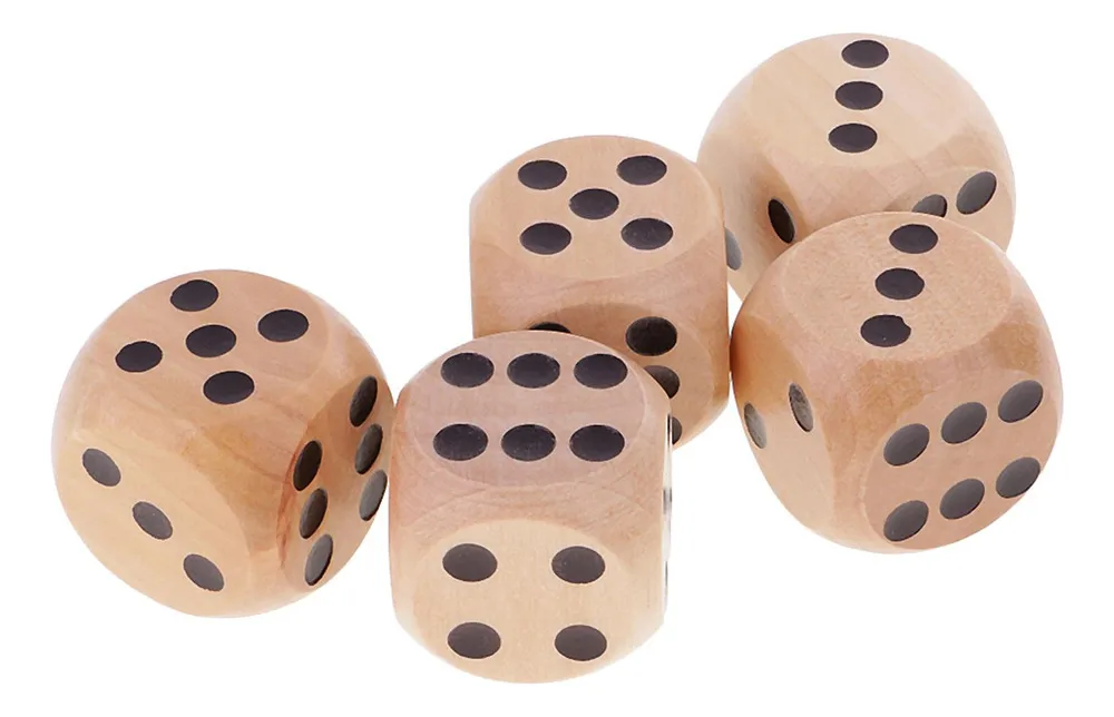 Nuevos dados de madera negros (5 piezas, 3 cm)