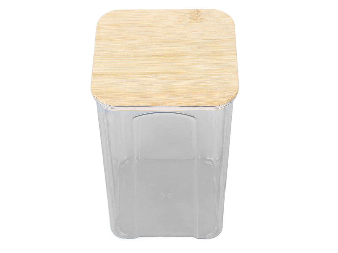 Recipiente hermético para almacenar alimentos, frasco transparente para almacenar alimentos con tapa de bambú para pasta, harina, cereales, frijoles...
