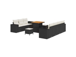 Maison Exclusive - Conjunto De Sofá De Jardín Con Cojín 10 Pcs Negro Y Crema