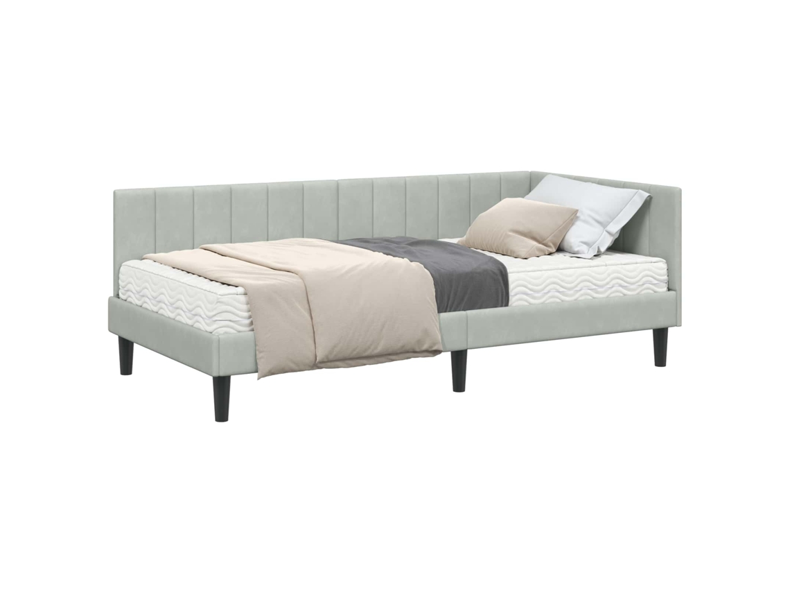 Syfax™ Estructura De Cama Esquina Con Colchón 2 Pcs Gris Claro