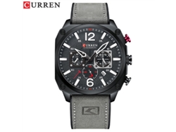 Reloj Casual Para Hombre (gris Y Negro) Con Correa De Cuero, Cronógrafo Con Segundero Pequeño Y Fecha.