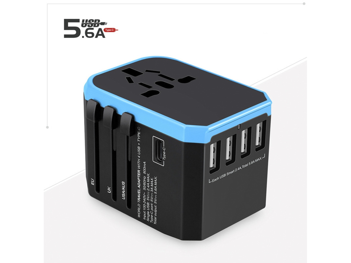 Adaptador De Tomada De Fonte De Alimentação Internacional Multifuncional Azul GERTIZ