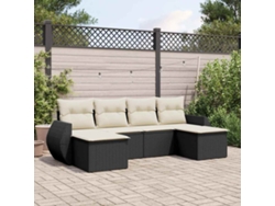 Conjunto de sofás de jardín de 6 piezas DKD Home Decor con cojines de mimbre negros