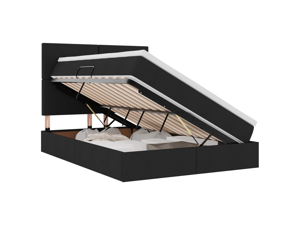 Syfax™ Cama Con Almacenamiento Y Colchón Negro 140 X 190 Cm Poliéster