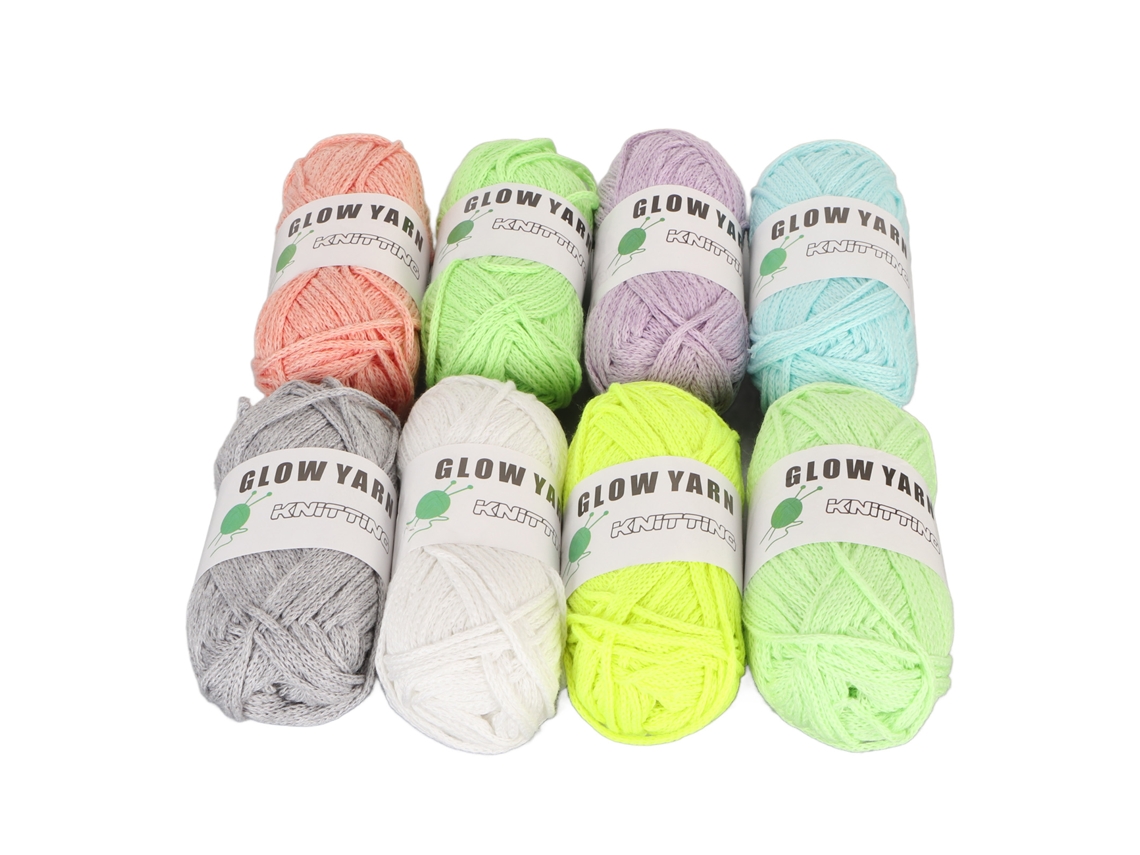 Ats-hilo Luminoso Multicolor 8pcs 50m Hilo Glow In The Dark Para Tejer Y Crochet Diy Principiantes