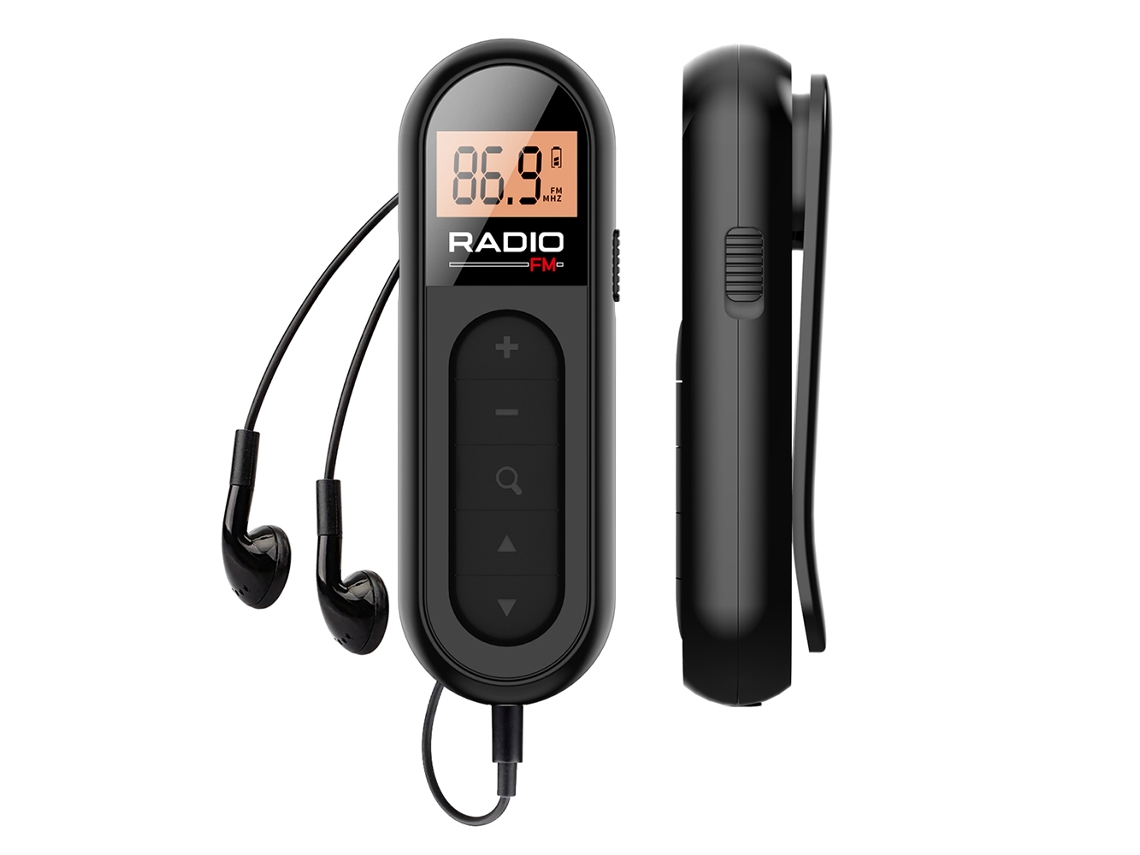 Radio Portátil Fm (negra), Radio De Bolsillo Recargable