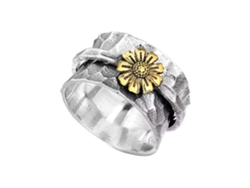 Anillo Giratorio De Plata Con Diseño De Margaritas, Diseño Floral, Anillo Antiestrés, Regalo Elegante Para Mujer.