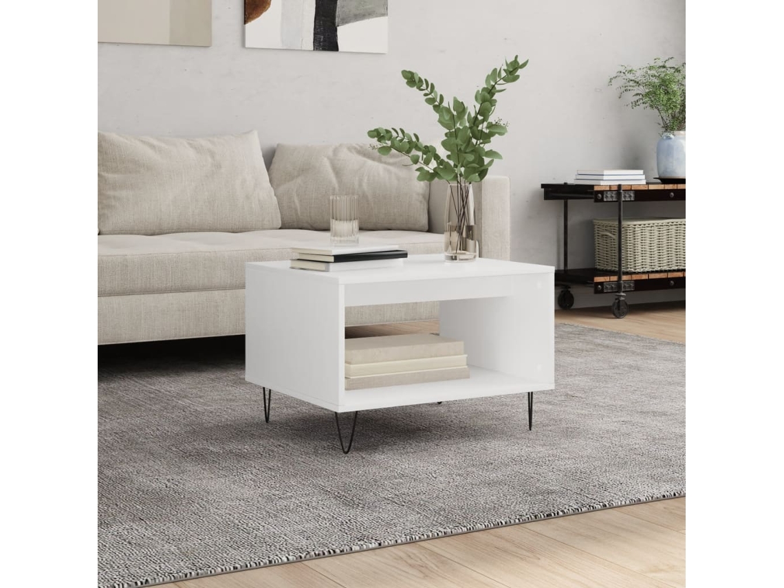 Mesa de centro de 60x50x40 cm, fabricada en madera sintética blanca, HARLANV1
