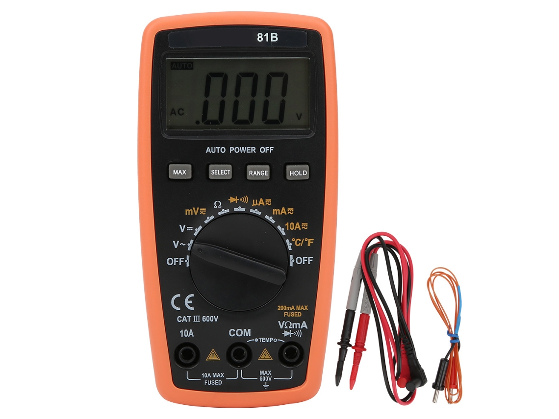 Multímetro Digital Lcd Con Rango Automático Para Medir Voltaje, Corriente, Resistencia Y Temperatura (ca/cc).