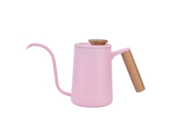 Cafetera de goteo con asa de acero inoxidable y pico de cuello de cisne, 600 ml, color rosa