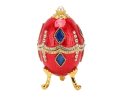 Cajas de joyería con forma de huevo y decoradas con pedrería.