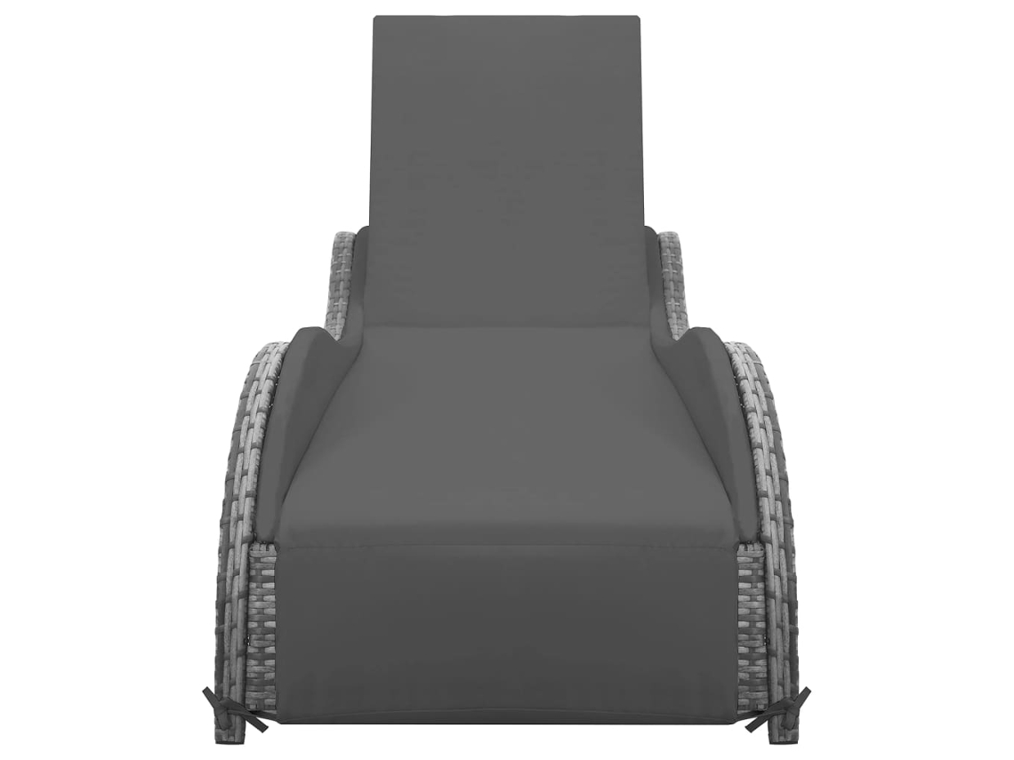 Tumbona | Tumbona De Exterior | Silla Con Cojín Ratán Sintético Gris Antracita Wsd875596