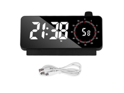 Reloj Despertador Digital Doble Con Brillo Ajustable Y Pantalla De Temperatura, Negro Con Letras Rojas.