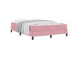 Maison Exclusive - Cama Tipo Box Spring Con Colchón Rosa 140 X 210 Cm Tela
